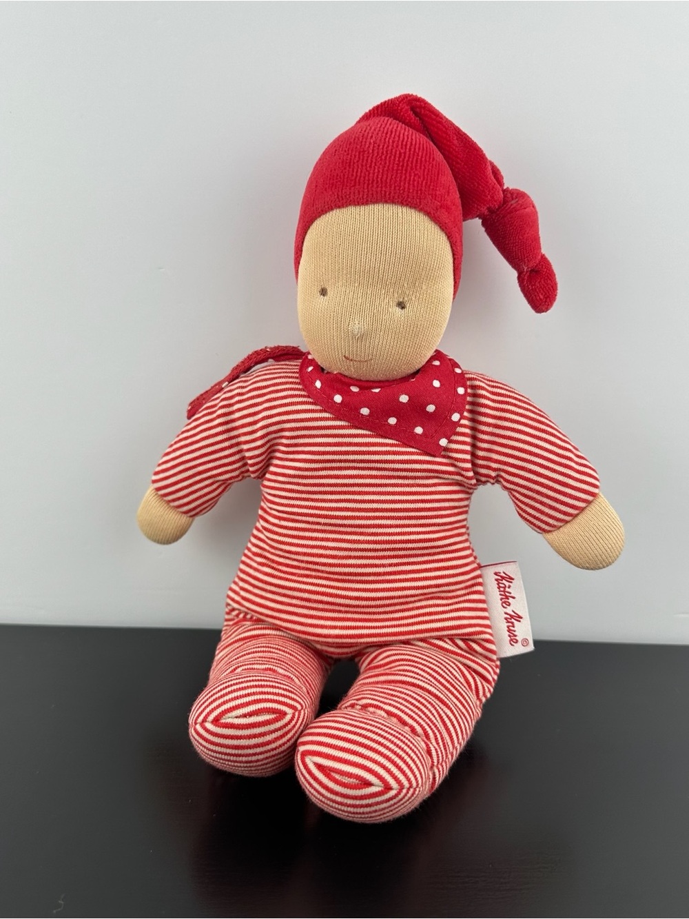 Kathe Kruse RARE Baby Schatzi Sweetheart Plush Doll 11” Käthe Red White Pajamas